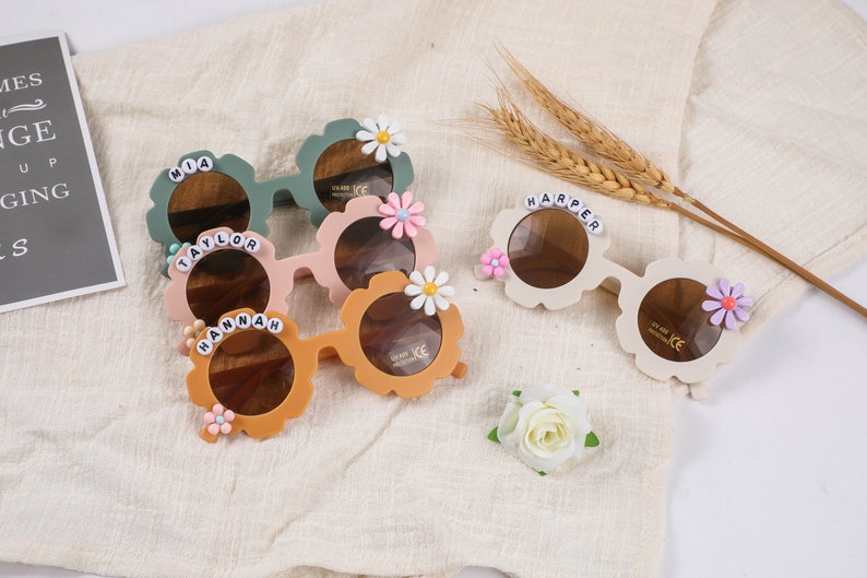 Floral Daisy Girls Personalized Name SunglassesUV400 ProtectionToddler GiftKids Gift Kids Personalized Sunglasses Flower girl sunglasses image 10