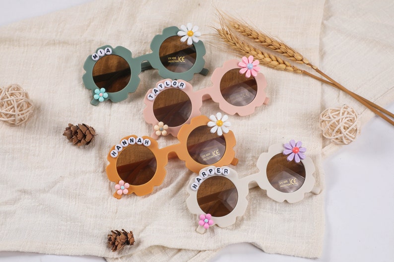 Floral Daisy Girls Personalized Name SunglassesUV400 Protection Toddler GiftKids Gift Kids Personalized Sunglasses image 2