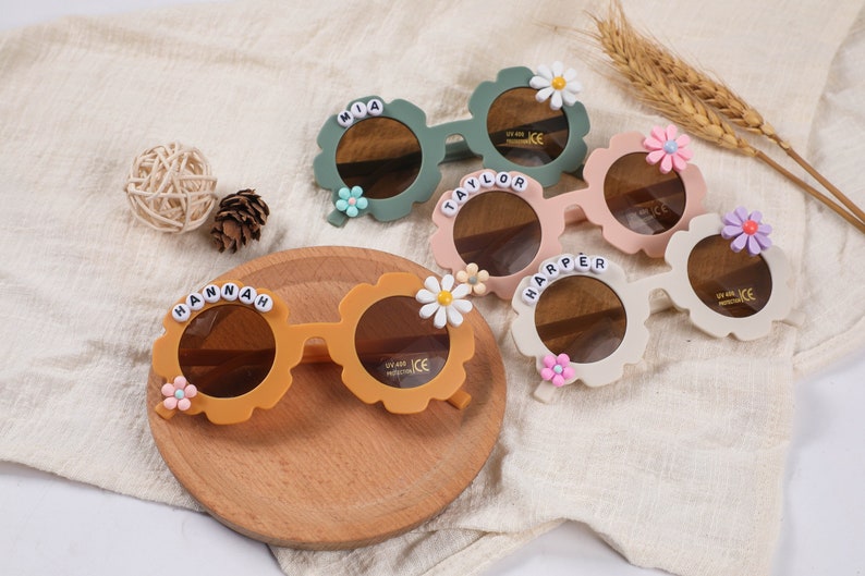 Floral Daisy Girls Personalized Name SunglassesUV400 ProtectionToddler GiftKids Gift Kids Personalized Sunglasses Flower girl sunglasses image 8