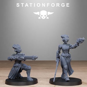 Scavenger Sisters Infantry (2 miniatures v3) - StationForge miniature for tabletop wargames, 28mm scale