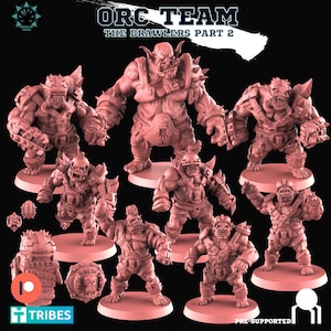Fantasy Ball - Orc Team - The Brawlers (16 miniatures)  - Realm of Path miniatures for tabletop wargames, 28mm scale