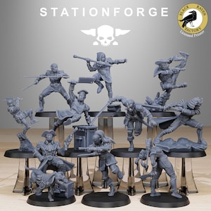 GrimCorp Jesters (10 miniatures) - StationForge miniature for tabletop wargames, 28mm or 32mm scale