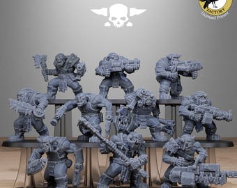 Orkaz Bros Infantry (10 miniaturen) - StationForge miniatuur voor tafelblad oorlogsspellen, schaal 28 mm