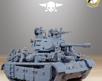 GrimGuard Heavy Battle Tank - StationForge miniatuur voor tafelblad oorlogsspellen, schaal 28 mm