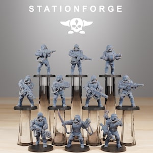 GrimGuard-Kommandos (10 Miniaturen) – StationForge-Miniaturen für Tabletop-Wargames, 28-mm- oder 32-mm-Maßstab