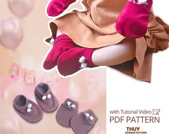 Patrón de costura para manoplas y patucos de bebé: Ideal para principiantes (Descarga en PDF, 4 tallas de 0 a 12 meses)