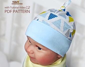 Patrón de costura para gorro de bebé, ideal para principiantes (descarga en PDF, de 0 a 18 meses)