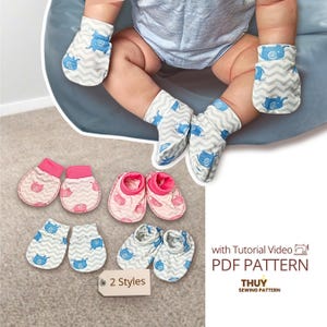2 Styles Baby Mittens and Booties Sewing Pattern: Beginner-Friendly, Newborn Infant (PDF Pattern)