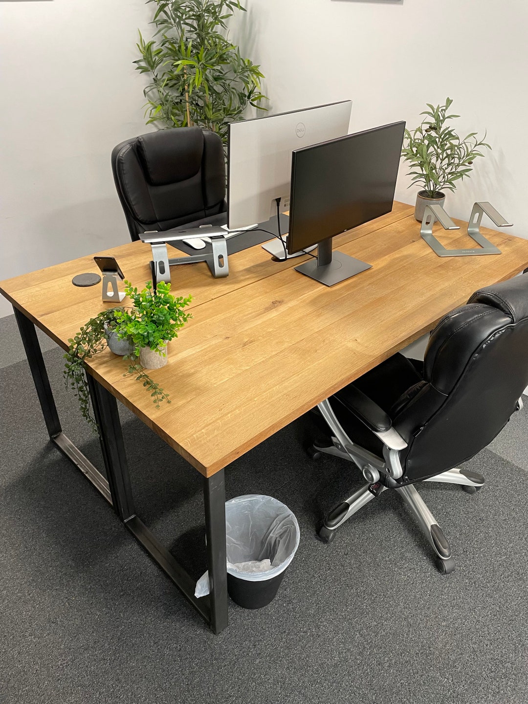 Industrial Chic Solid Oak Office Desk Table Etsy