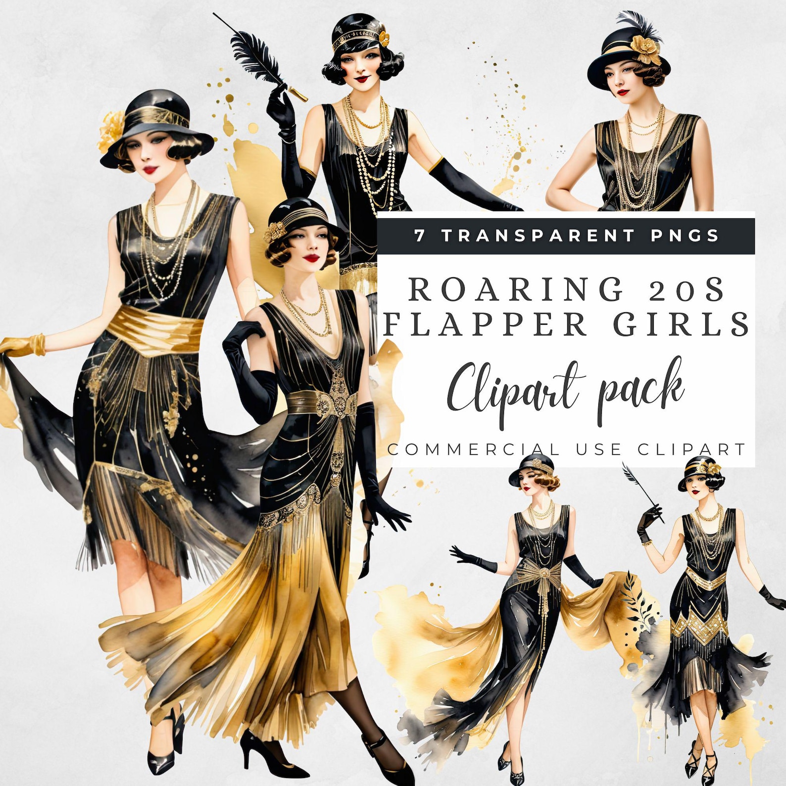 Flapper Girl Clipart, Roaring 20s Clipart, Great Gatsby, 1920s Party ...