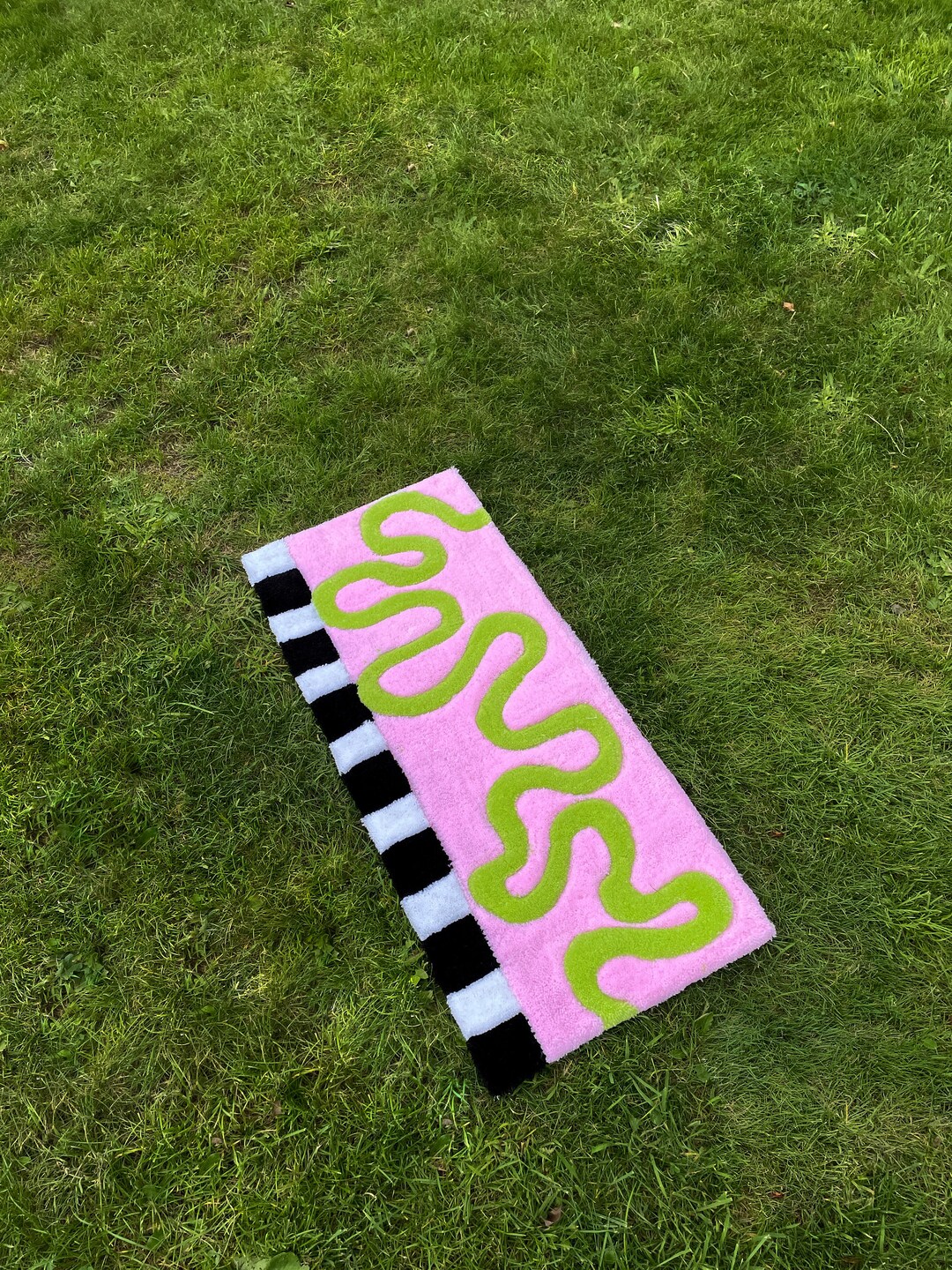 Pink Runner Rug With Checkerboard Details Home Decor Wall Art Custom