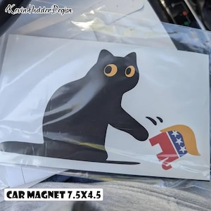 Schwarze Katze Anti-Trumpf-Aufkleber / Automagnet, Anti-Trumpf, JD Vance, Pro-Choice, feministischer Aufkleber, Aufkleber für minimalistische demokraten, Katzenaufkleber Bild 2