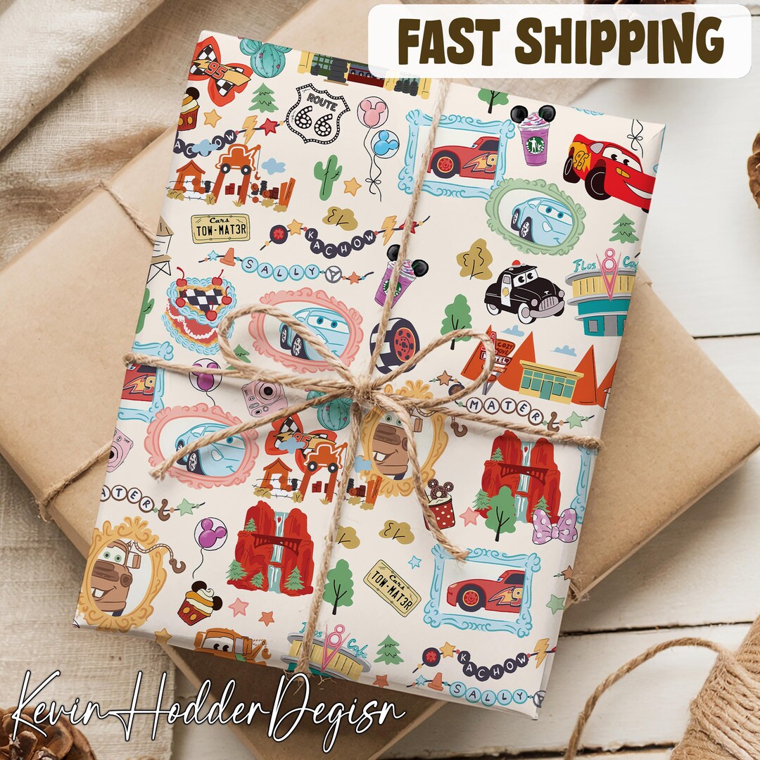 Christmas Disney Cars Lightning Mcqueen Wrapping Paper Disney's Cars