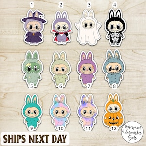Pegatinas de vinilo de Labubu Bunny Monsters / Lindas calcomanías de personajes estilo macarrón / Pegatinas para laptop, diario y Kindle / Set de pegatinas de conejito kawaii