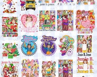 Paquete de más de 20 eras de Junie B. Jones en formato PNG, biblioteca de profesores, club de lectura, jardín de infancia en formato PNG, Junie B Teacher en formato PNG, afirmaciones de carácter para niños