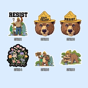 Adesivo Bear Resist Resistance, Snti Maga Anti Gop Project 25 adesivi, adesivi in vinile impermeabili politici per laptop, regali per lei e lui