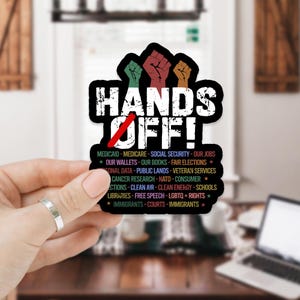 Hands Off Protest Anti Trump Aufkleber, Don't Touch Aufkleber, Protest Vinyl Aufkleber, Schutz des politischen Aktivismus Medicare soziale Sicherheit