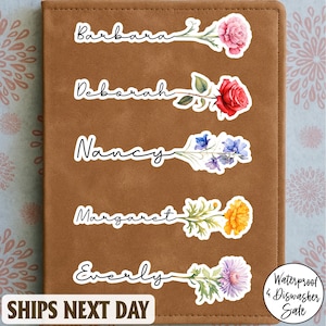 Custom Birth Month Flower Name Sticker – Choose your Month – Water Bottle Sticker, Laptop Decal – Birthday, Mother’s Day, Gifts for her
