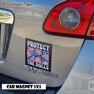 Floral Protect The Dolls Transgender LGBT Car Magnet, Protect Trans Kids Sticker, LGBTQ, Equality Sticker, Trans Pride Human Rights Sticker image 2