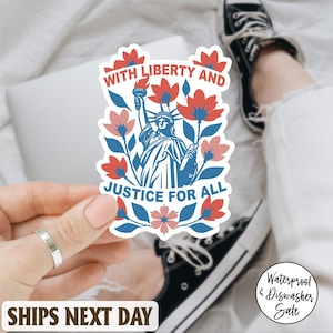 Liberty and Justice For All Human Rights Sticker/Car Magnet, 4th of July Equality Sticker,Resist Sticker, Political Sticker,Democrat Sticker
