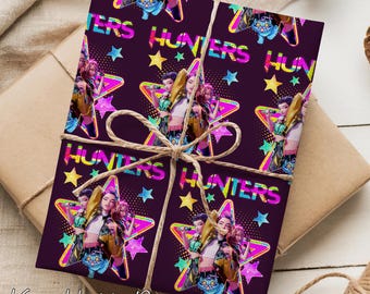 Kpop Demon Hunters Wrapping Paper, Kpop Demon Hunters Wrapping Paper, Birthday Girls Boys Party Paper Birthday Celebration