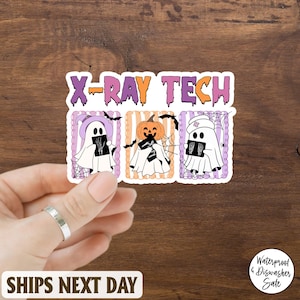 Radiology Halloween Nurse Sticker, Funny X-ray Tech Spooky Season Decal, Skeleton Radiologic Tech Sticker, Halloween Gift for Rad Techs