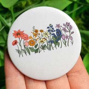 Lgbt Wildflowers Pin Button, Gay Pride Rainbow 3 Sizes Pin Button, LGBTQ, Pride, Accessories for LGBTQ+ Support, Perfect for Activism