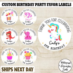 Birthday Sticker, Happy Birthday Sticker, Custom Girls Birthday Stickers / Birthday Favor, Celebration Sticker, Custom Girls Cupcake Sticker
