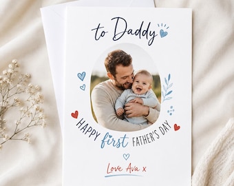 Personalized First Father’s Day Card, Photo Daddy Greeting Card From Baby, Custom Gift For New Dad