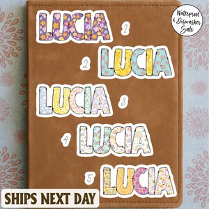 Custom Floral Name Stickers, Custom Vinyl Waterproof Stickers, Custom Sticker, Vinyl Custom Logo, Kiss Cut Custom Sticker