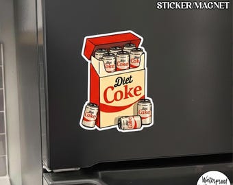 Retro Soda Box Magnet, Funny Drink Fridge Magnet, Vintage Beverage Cartoon Art, Cold Soda Aesthetic Magnet, Kitchen Decor Gift