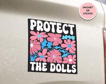 Ímã de carro floral "Proteja as bonecas" para transgêneros e LGBT, adesivo "Proteja crianças trans", LGBTQ, adesivo de igualdade, adesivo de orgulho trans e direitos humanos.