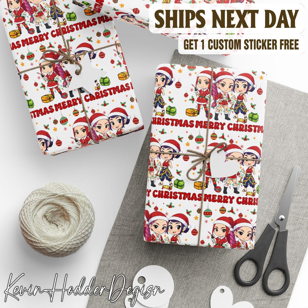 HUNTRIX Merry Christmas Wrapping Paper, Kpop Demon Hunters Wrapping ...