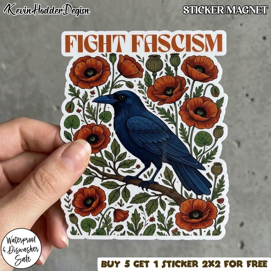 Fight Fascism Floral Protest Pro Democracy Social Justice Sticker ...