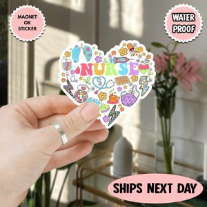 Sticker verpleegkundige hartvorm, cadeau voor afstuderen verpleegschool, cadeau voor verpleegkundigen, vinylstickers waterdicht, sticker verpleegkundige leven, sticker RN Life