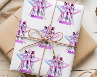 Personalized KPop Wrapping Paper with Name, Custom Gift Wrap, Birthday Girls Boys Party Paper Birthday Celebration