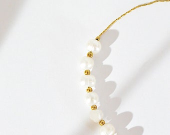 Bracelet Perles d'eau douce et chaine fine acier inoxydable