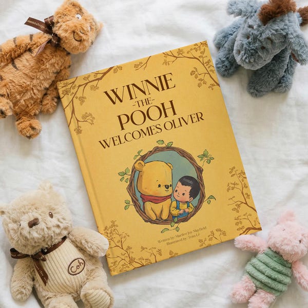 Winnie the Pooh Baby Shower Gift, Nursery Baby Gift, Baptism Gift, Personalized Children's Book