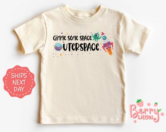 Gimme Some Space Outerspace Baby Reveal Shirt - Space Theme Baby, Toddler Shirt - Retro, Vintage Natural Baby Shirt BRY-0566