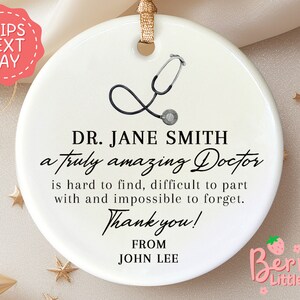Thank You Ornament Gift for Doctor - Doctor Appreciation Gift - Doctor Christmas Ornament 2024 - Doctor Retirement Gift BO-0191