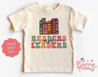 Readers are Leaders Book Lover Baby Reveal Shirt - School Librarian Baby, Toddler Shirt - Bookworm Infant Vintage Natural Shirt BRY-0574