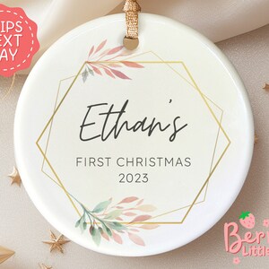 Baby&#39;s First Christmas Ornament - Personalized First Christmas Baby Boy Ornament - Custom Baby Name Christmas Ornament BO-0061
