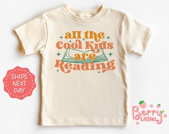 All the Cool Kids are Reading Baby Reveal Shirt - Retro, Vintage Baby, Toddler Shirt - Natural Shirt - Funny Tee BRY-0544