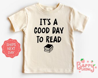 It's a Good Day to Read Book Lover Baby Reveal Shirt - School Librarian Baby, Toddler Shirt - Infant Vintage Natural Shirt Gift BRY-0589