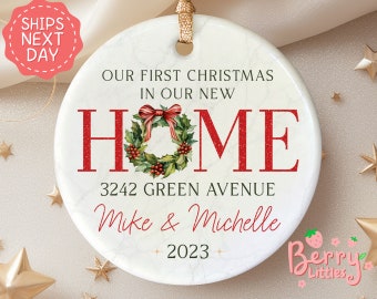 Personalized New Home Ornament - New Home Christmas Ornament - Wreath New House Ornament - Ornament Keepsake - Realtor Client Gift BO-0241