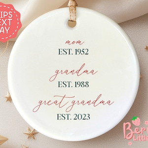 Mom, Grandma, Great Grandma Christmas Ornament - Pregnancy Announcement, Pregnancy Reveal for Great Grandma - New Baby Reveal BO-0175