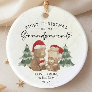 Personalized First Christmas as Grandparents Ornament - Gift for Nanny Grandma Grandad - Baby’s 1st Christmas Ornament - OR-0419