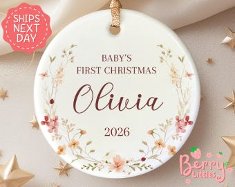 Baby Name Ornament - Baby's First Christmas Ornament 2026 - Custom Baby Name Christmas Ornament - Baby's Keepsake Ornament BO-0115