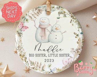 Big Sister Christmas Ornament - Personalized Sibling Snowmen Christmas Themed Ornament - Little Sister Ornament - Christmas 2024 OR-0381