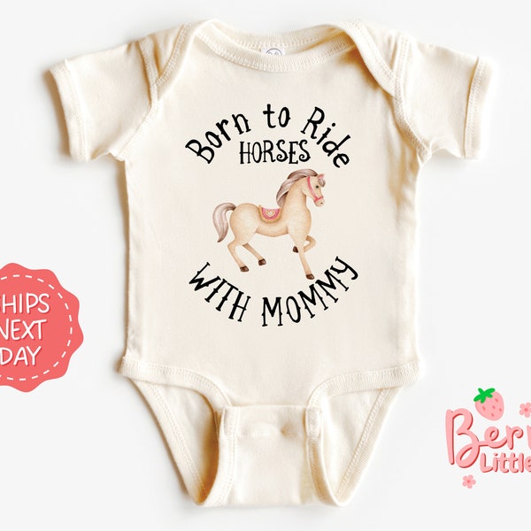 Born to Ride Horses With MommyHorseback Riding Baby Reveal Onesie® - Pregnancy Reveal Baby Equestrian Onesie® - Baby Shower Gift BRY-0186